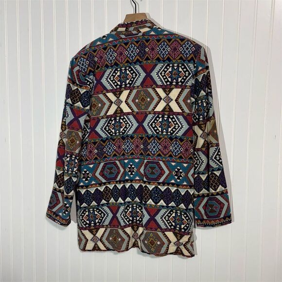VTG Circle T Western Tapestry Blazer Jacket M Boho Geometric Aztec Ranchwear 90s - Picture 3 of 10